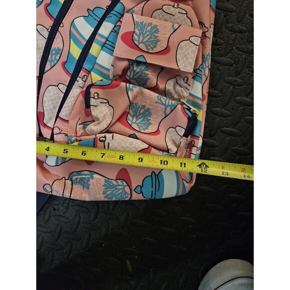 N. Gil Sling Backpack Pink Pots Multiple Pockets W/ Navy Strap NWT - Picture 4 of 5